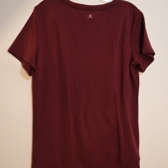 DANSKIN Dark-Red Soft Stretchy Polyester-Spandex-Rayon T-Shirt Women's M - Picture 6 of 6